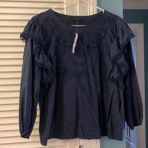 JCrew Navy Eyelet Shirt